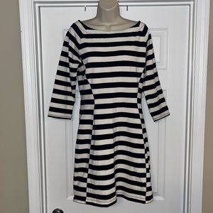 GAP Long Sleeve Dress. Navy Blue and White Striped. Size Large.
